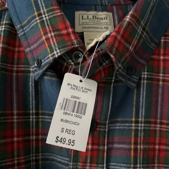 L.L. Bean men's small regular fit scotch plaid flannel shirt gorpcore outdoors - Picture 3 of 3